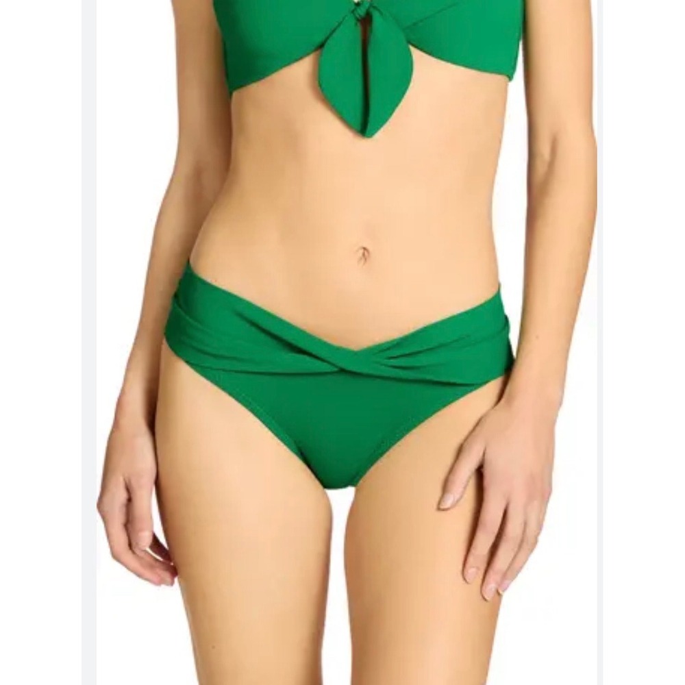 Robin Piccone Ava Twist Front HipsterBikini Bottom Grass Green Women's Large